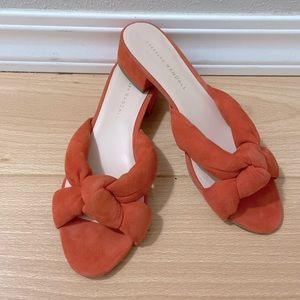Loeffler Randall Coral Orange Slide Knotted Sandals